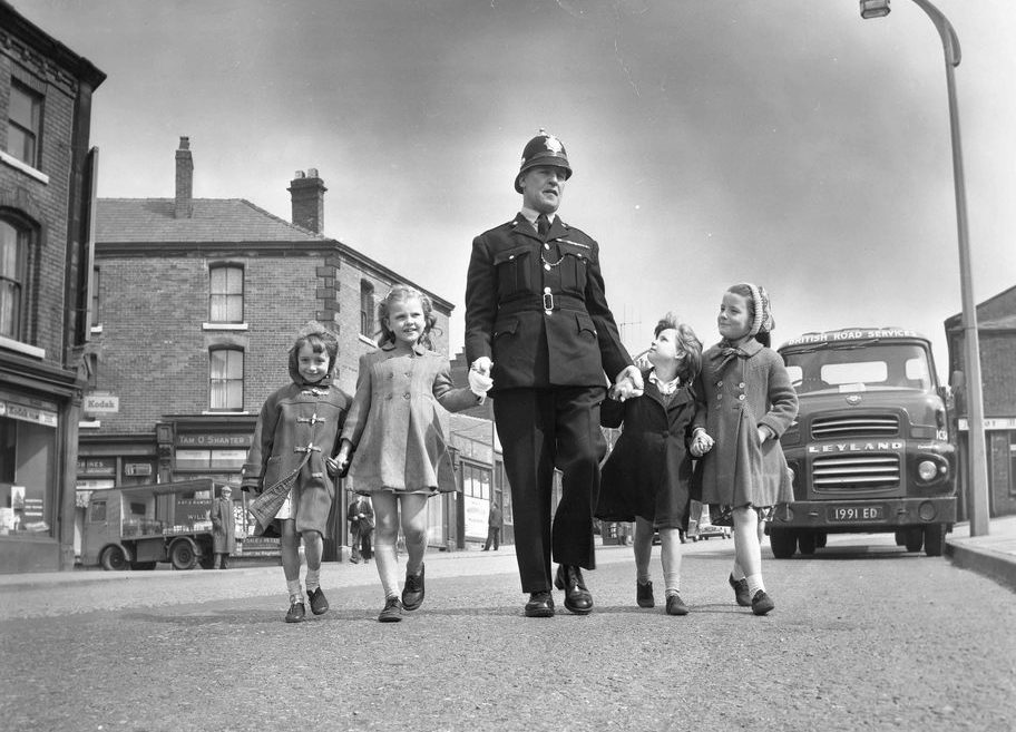 Image of a police officer and four children, from the Talbot Archive, a stunning photographic record of Lancashire Life